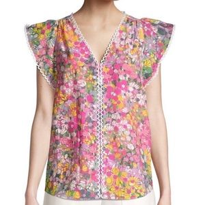 Kate Spade Mainline Floral Dots Burnout Blouse NWT